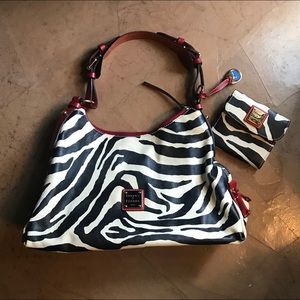 Dooney & Bourke red trim zebra purse leather